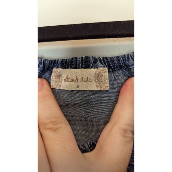 Altar'd State Women's Sleeveless Chambray Blue Mini Small Dress - Picture 4 of 5